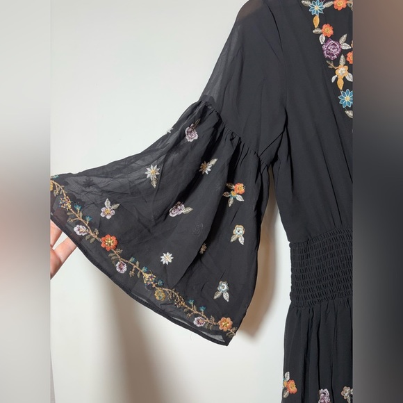 Anthropologie Maeve Anfisa Embroidered Tunic Floral Dress Size 4 Black - Picture 10 of 15